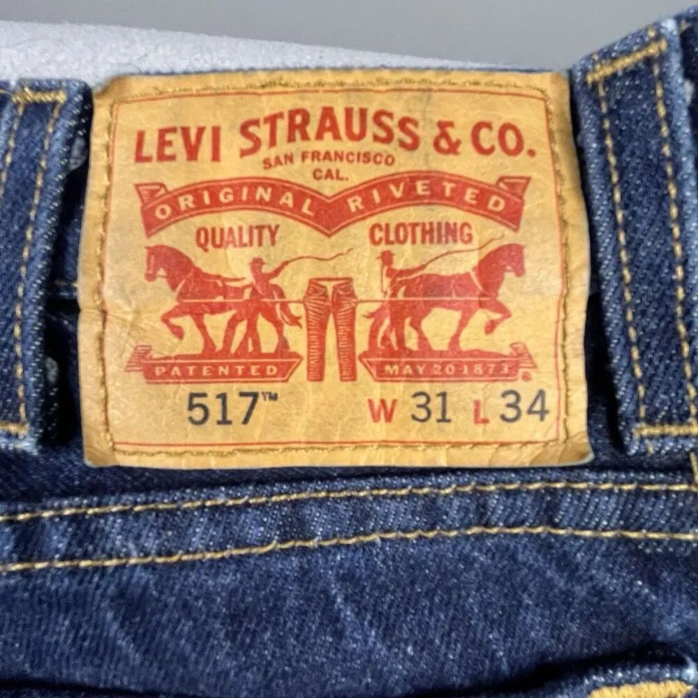 Levi’s 517 Bootcut Jeans Mens 31x34 Blue Denim Western Cowboy Rodeo Work